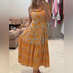 Spell Floral Maxi Dress in Orange and Blue